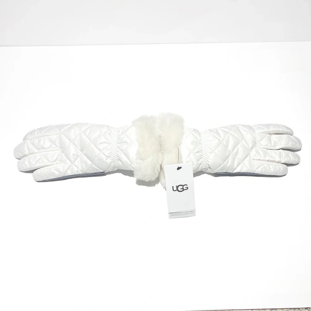UGG Quilted Shearling Trim & Leather Gloves NWT